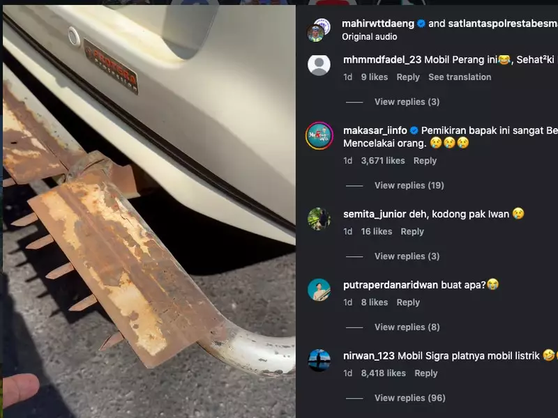 Duh! Sigra Pakai Bemper Berduri dari Besi, Kayak Mobil Perang
