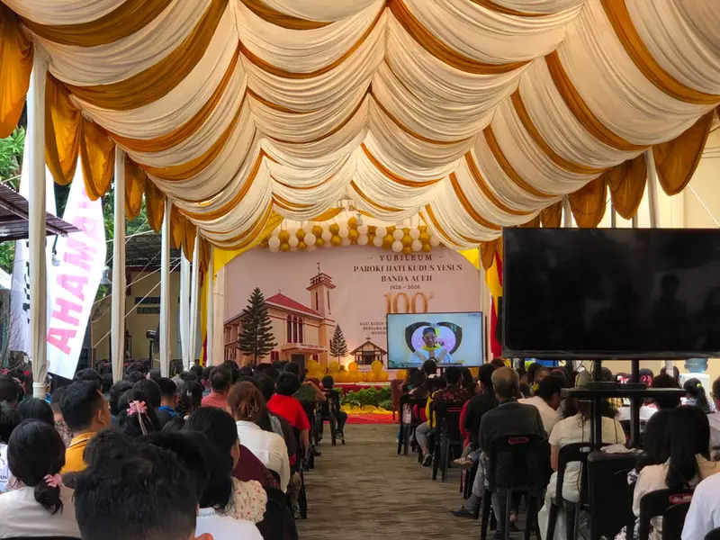 100 Tahun Gereja Hati Kudus Berdiri di Aceh, Jemaat Rayakan dengan Khidmat