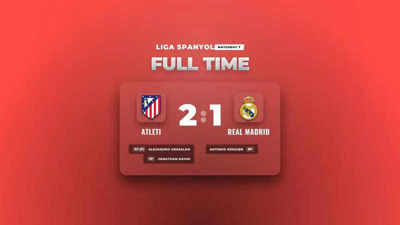 Hasil Liga Spanyol: Atleti Tekuk Real Madrid 2-1