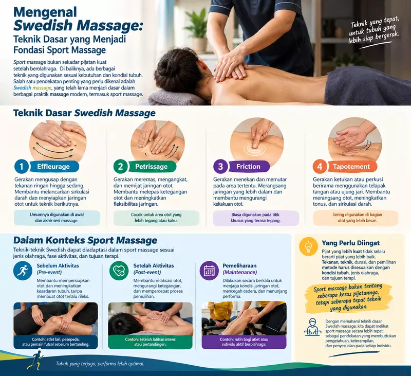 Mengenal Swedish Massage: Teknik Dasar yang Menjadi Fondasi Sport Massage